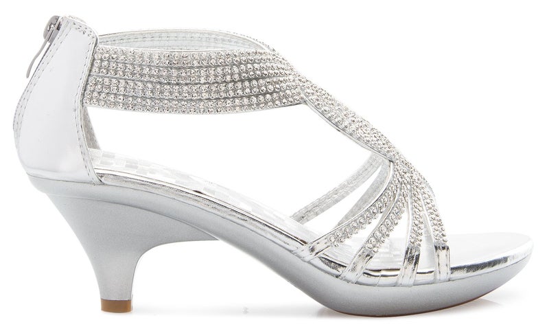 Olivia K Women's Open Toe Strappy Rhinestone Dress Sandal Low Heel Wedding Shoes - Image 2